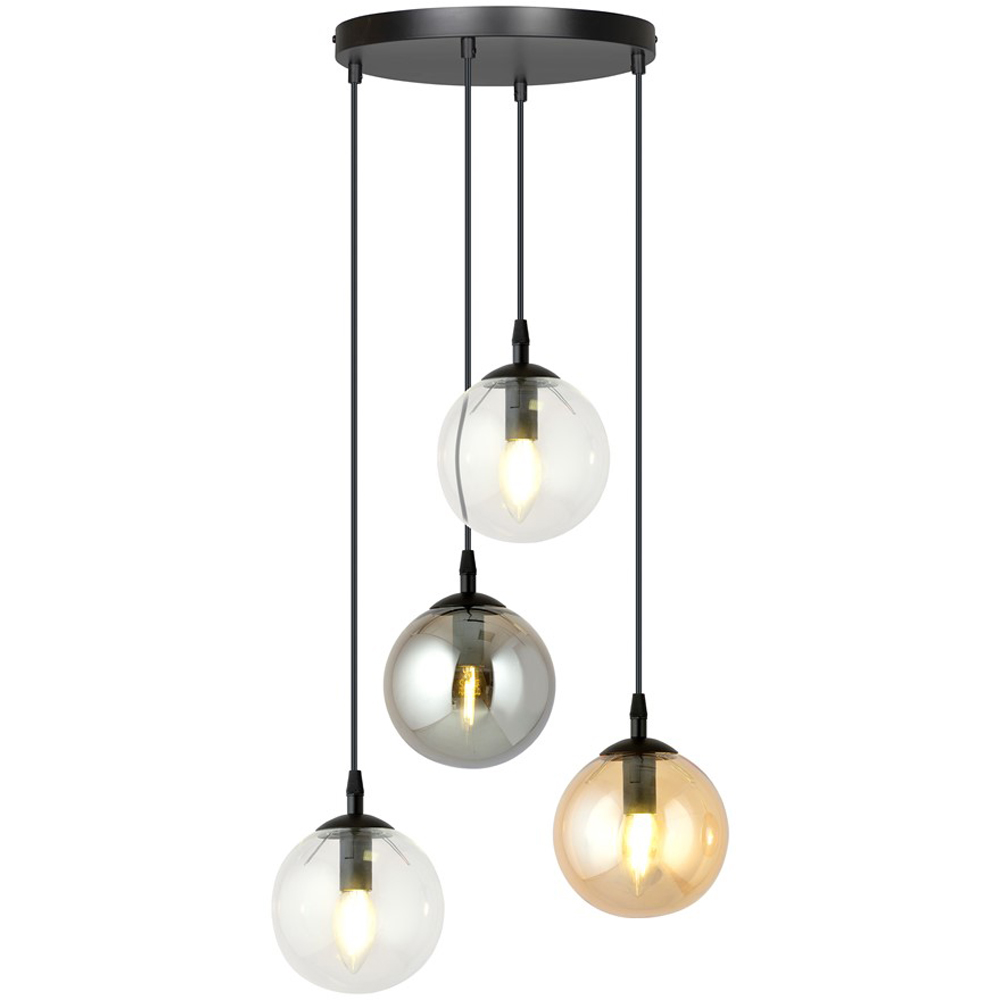 Emibig Cosmo 4 Light Transparent Graphite and Amber Shade Black E14 Ceiling Pendant Light Image 3