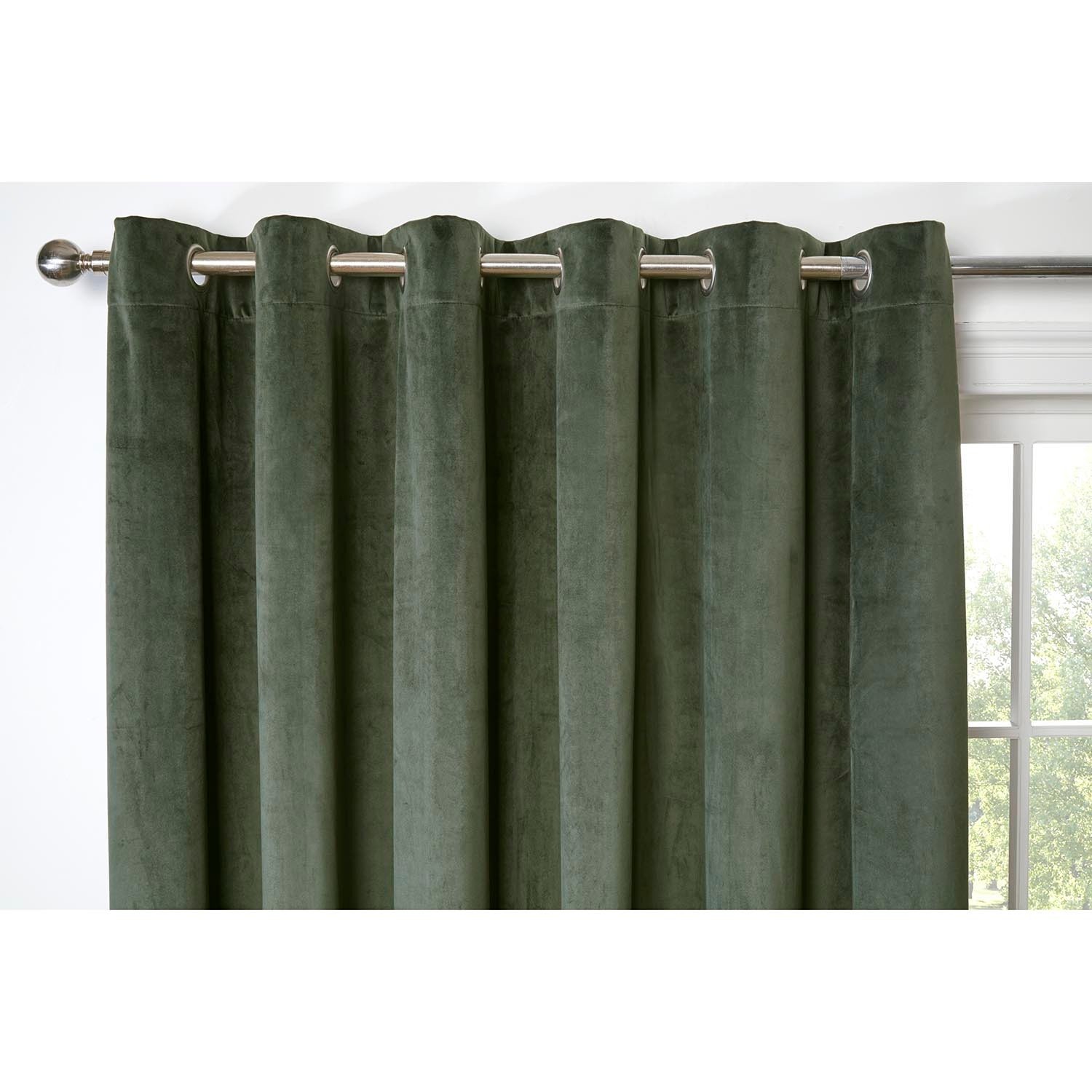 Divante Vermont Velvet Blackout Curtains - Olive / 229cm Image 3
