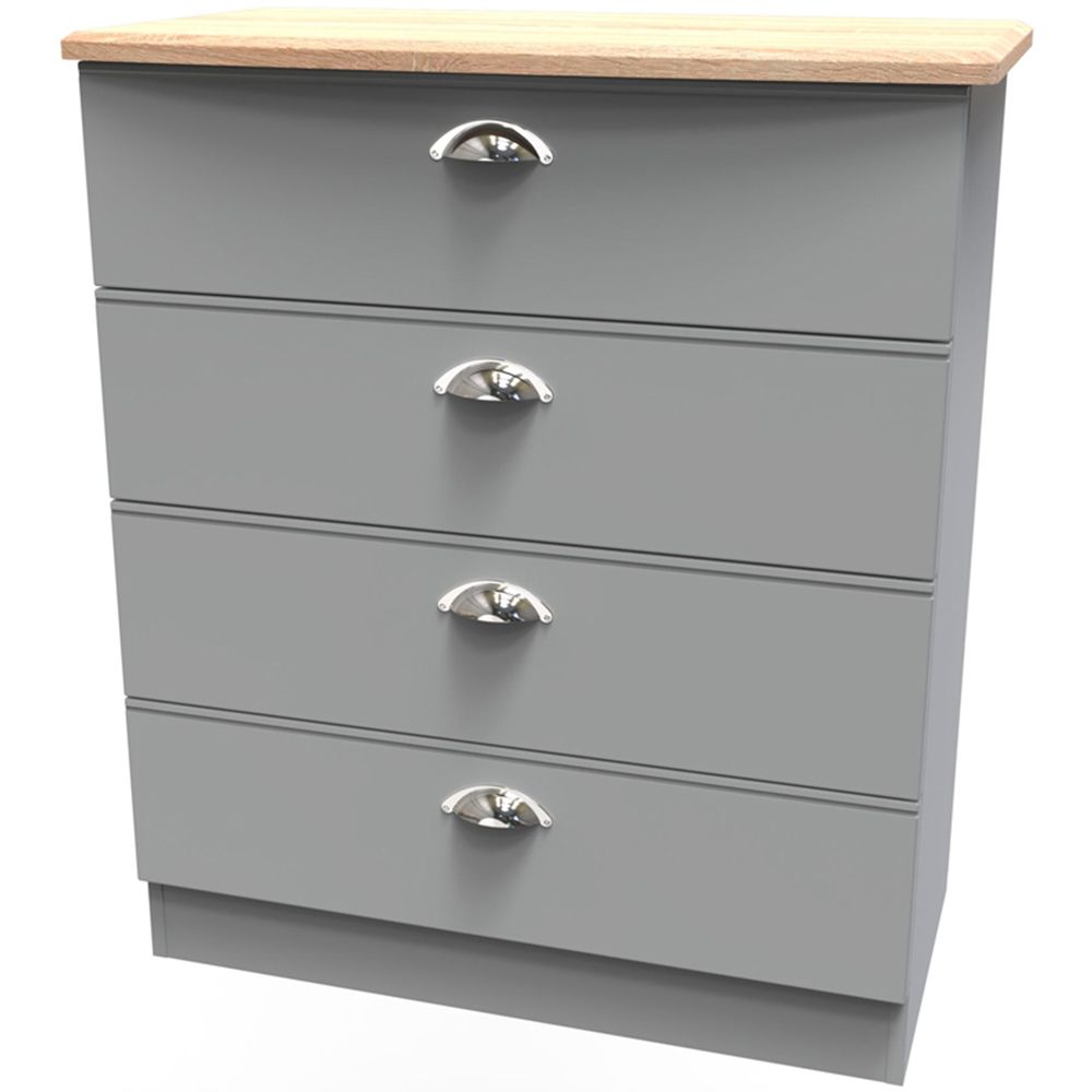 Crowndale Victoria 4 Drawer Dusk Grey and Oak Chest of Drawer Image 4