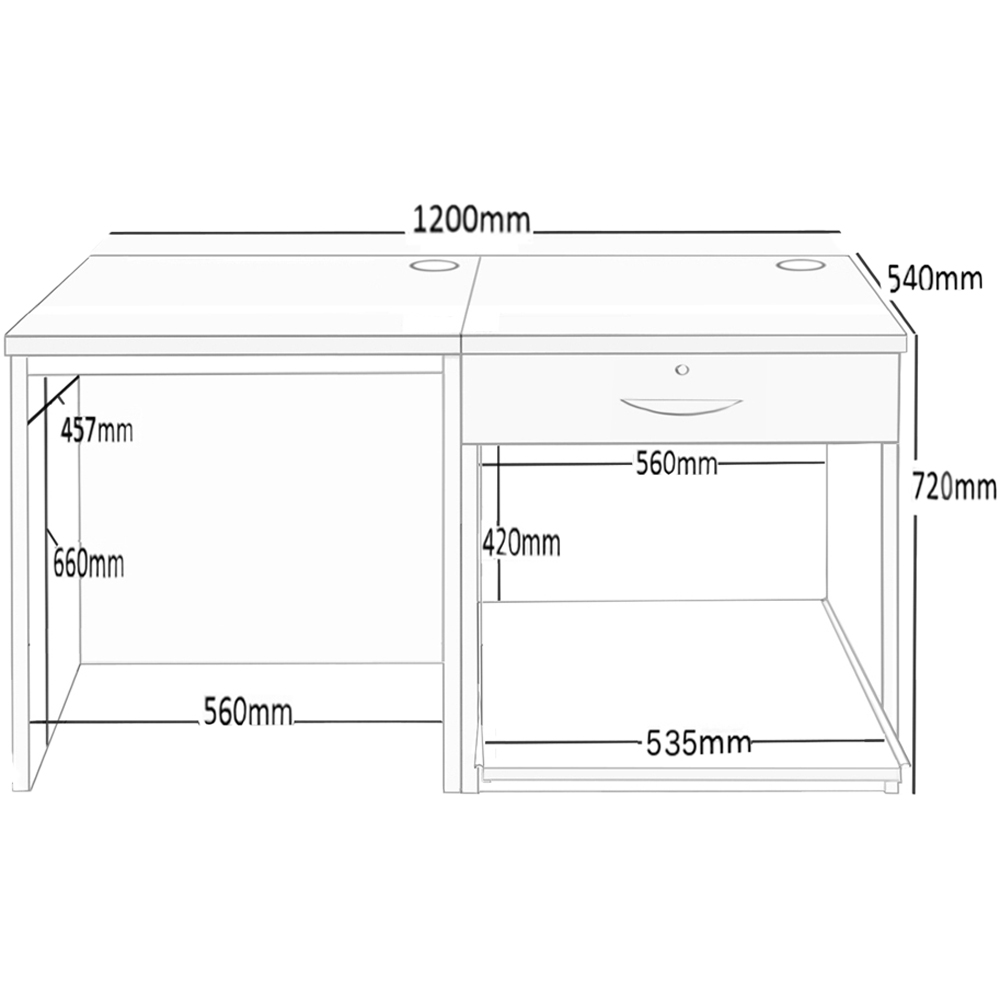 R White Cabinets 3 Drawer Grey Set-01 Desk with Printer Shelf Image 5
