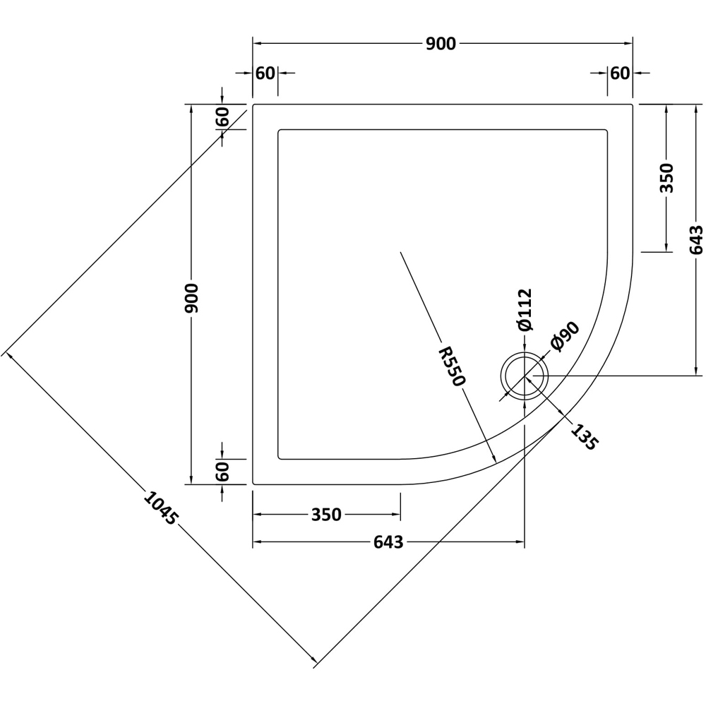 nuie White Quadrant Slimline Shower Tray 900 x 900mm Image 2
