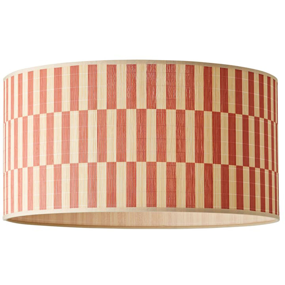 ValueLights Lori Orange Checkerboard Bamboo Ceiling Drum Lamp Shade Image 1