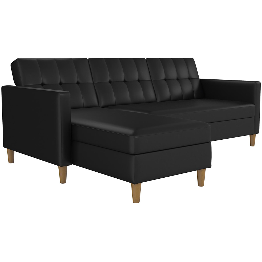 Dorel Hartford 3 Seater Black Faux Leather Storage Sectional Sofa Bed ...