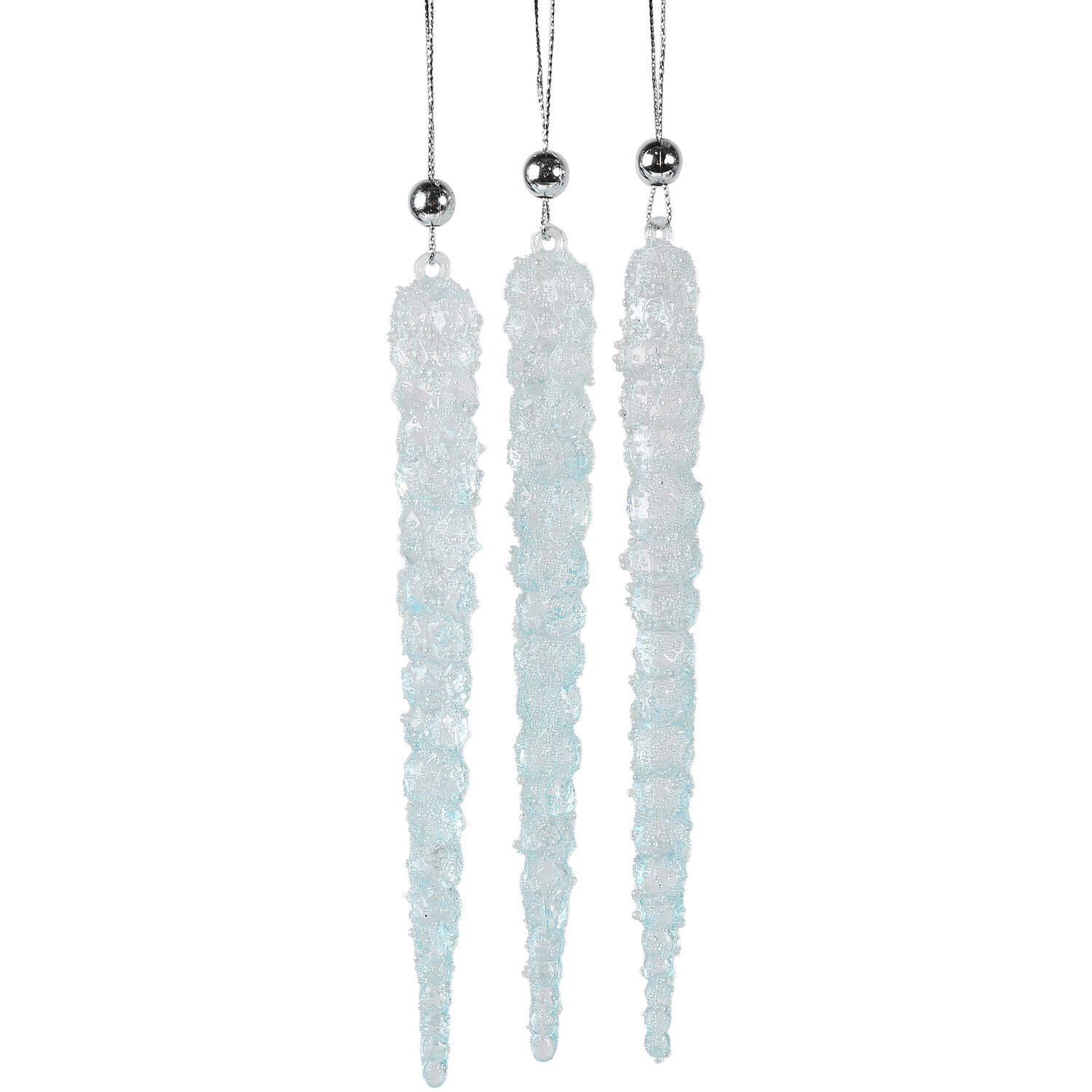 3pc Hanging Blue Icicle Decorations Image 1