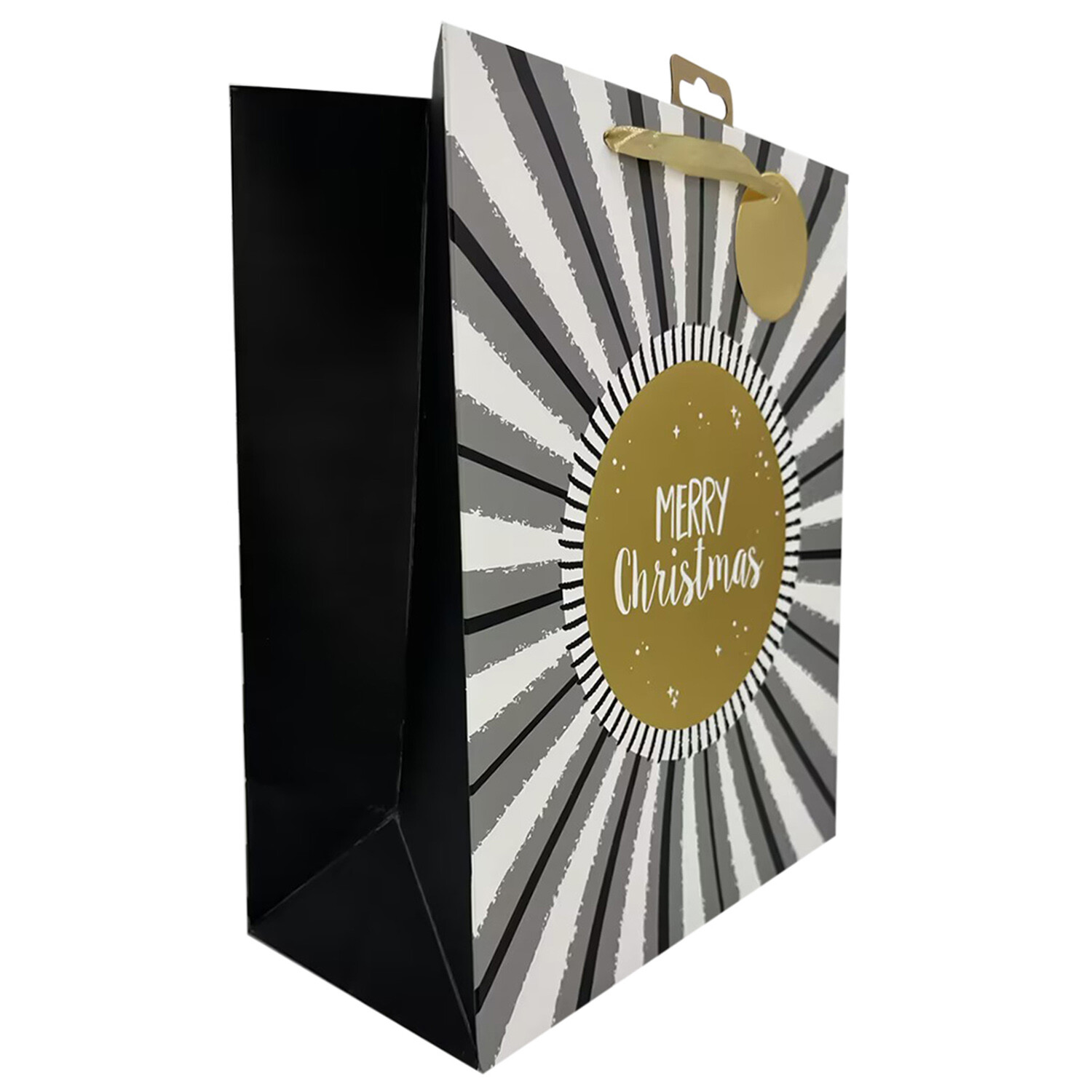 Merry Christmas Paper Gift Bag - Black / Extra Large Image 2