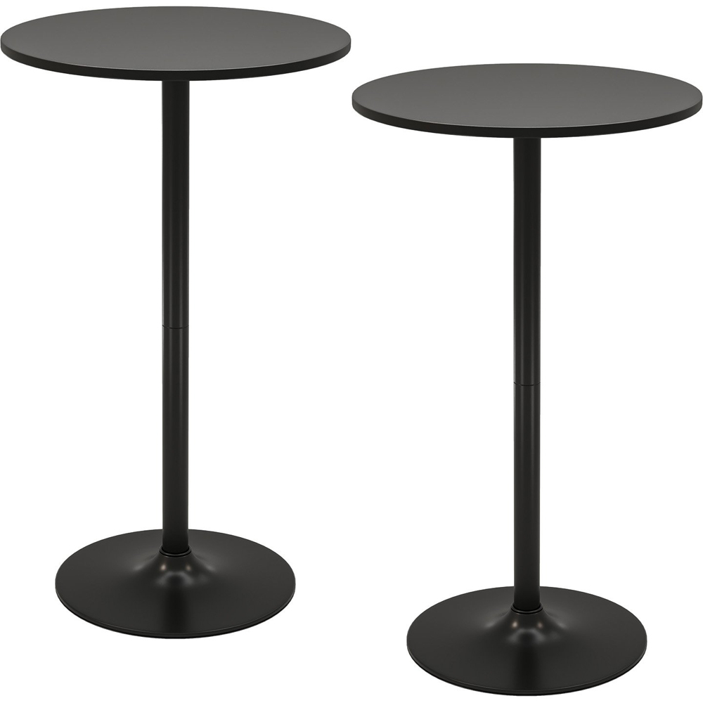 Costway Black Round Bar Table with Metal Base Set of 2 Image 2