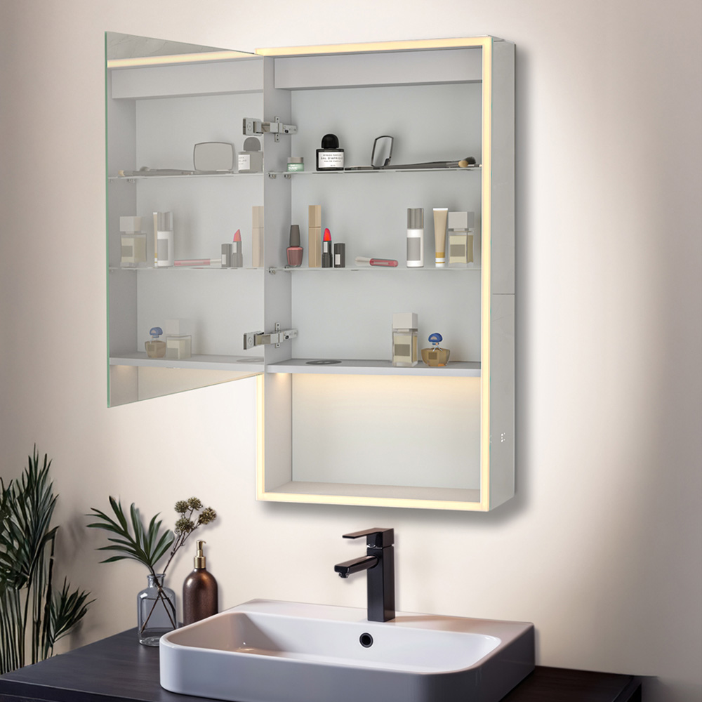 Sorrelis Aurelian Single Door Tunable LED Mirror Cabinet 90 x 50cm Image 5