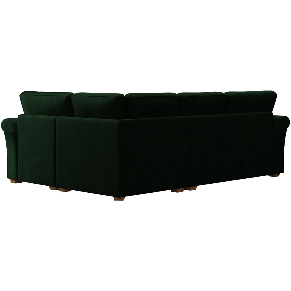 Castleacre 3 Seater Forest Green Plush Velvet Left Hand Fixed Back Corner Sofa Image 4
