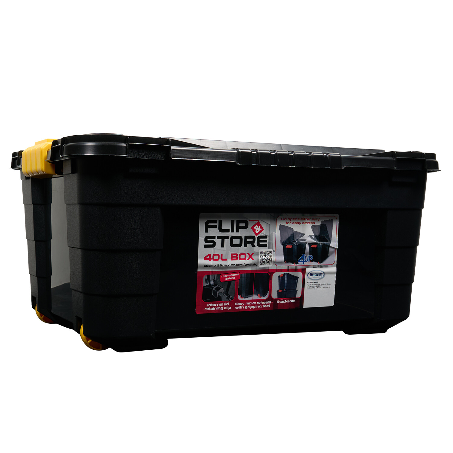 Flip and Store Box with Lid Black 40l Image 2