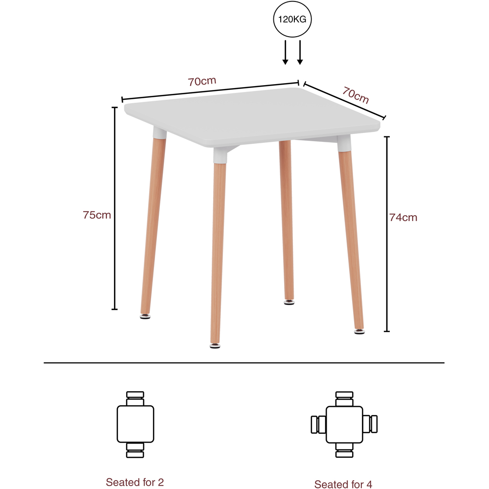 Vida Designs Batley 2 Seater Square Dining Table White Image 9