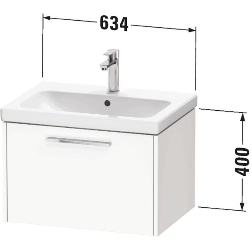 Duravit D-Code Single Drawer Matt White Wall Hung Vanity Unit 634 x 460mm Image 2