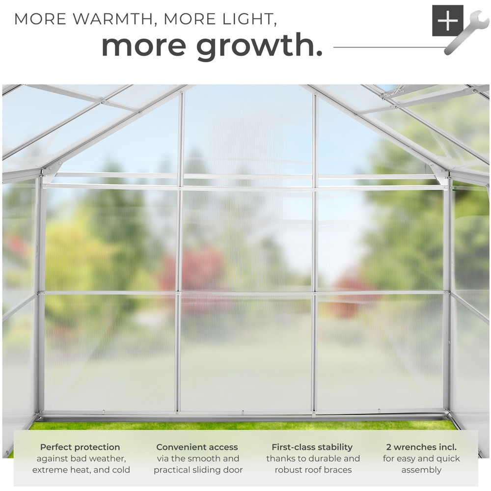tectake Clear Aluminium 6 x 6.2ft Greenhouse Image 3