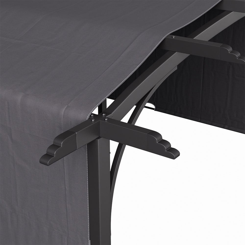 Living and Home Dark Grey Metal Retractable Arched Pergola 7.4 x 11.8ft Image 5