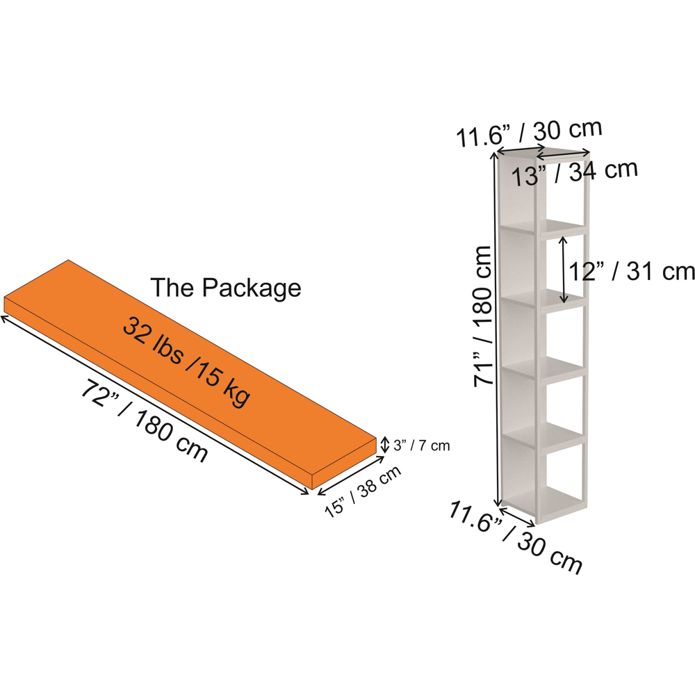 Decorotika Texas 5 Shelf White Bookshelf Image 3