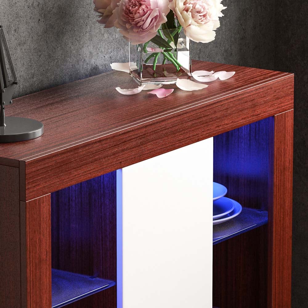 Vida Designs Azura Single Door Walnut and White LED Large Sideboard Image 4