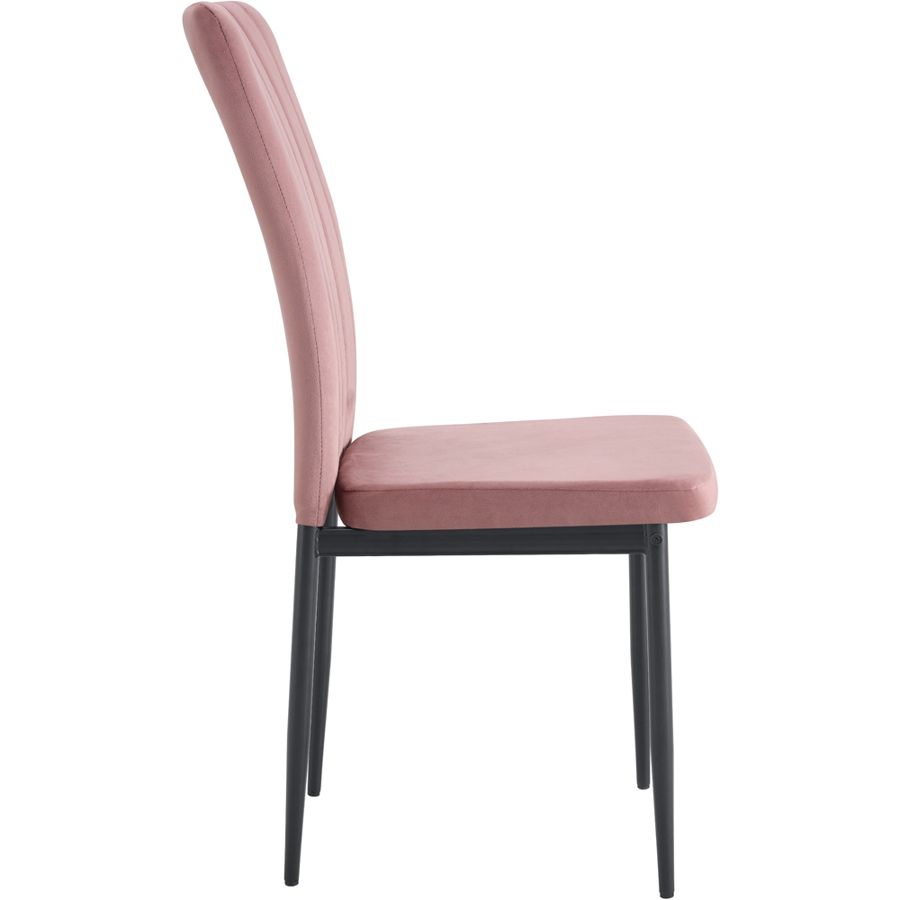 Elle Set of 6 Pink Velvet Effect Plush Padded Upholstered Dining Chair Image 4