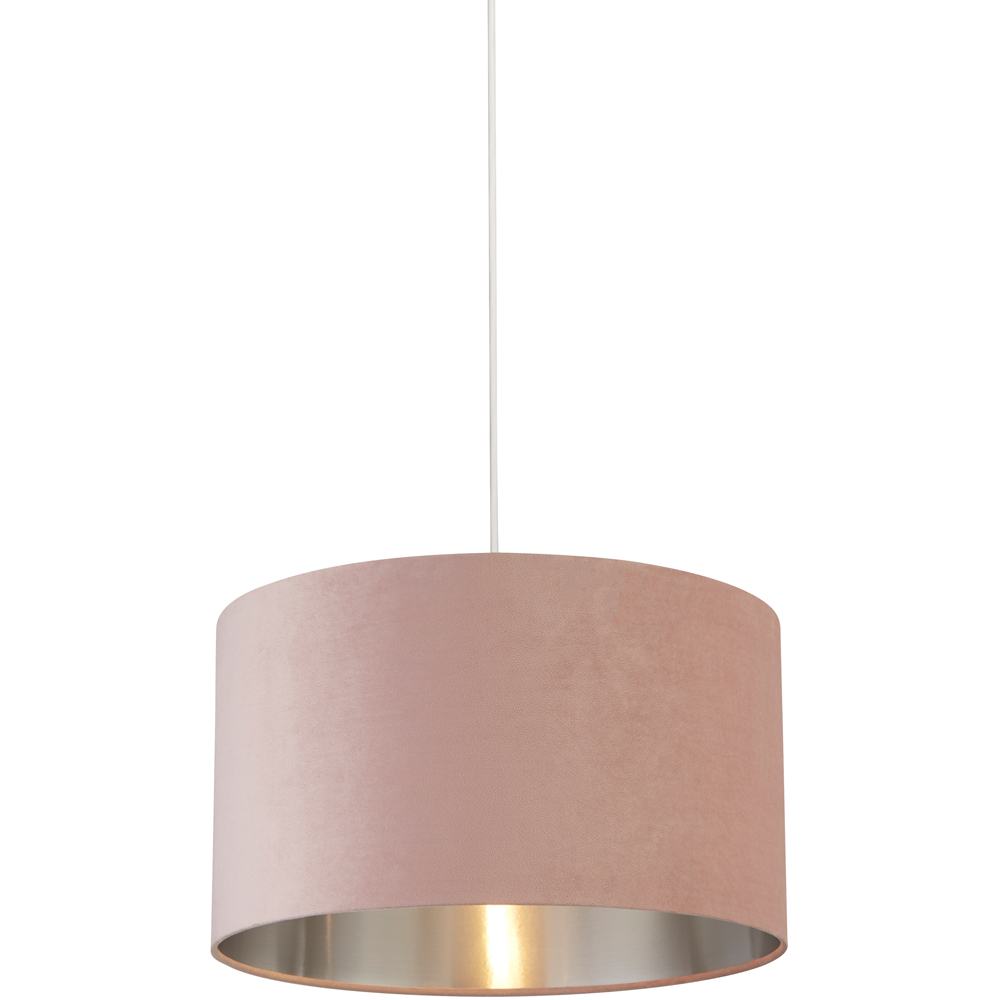 Lighting Collection Pink Silver Inner Velvet Drum Shade 45cm Image 3