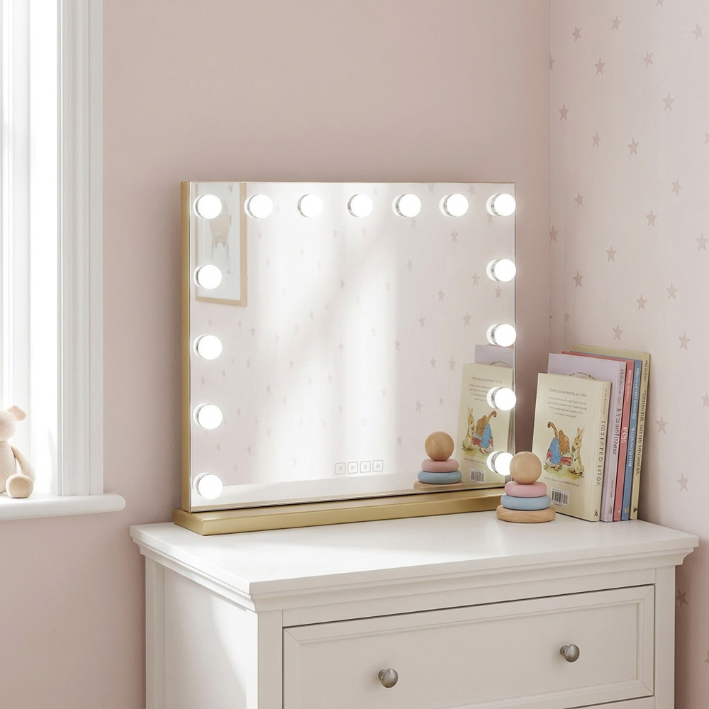 Hollywood LED Wireless Vanity Mirror Gold Image 7