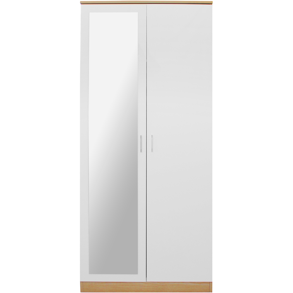 Brooklyn 2 Door White High Gloss Mirror Wardrobe Image 2