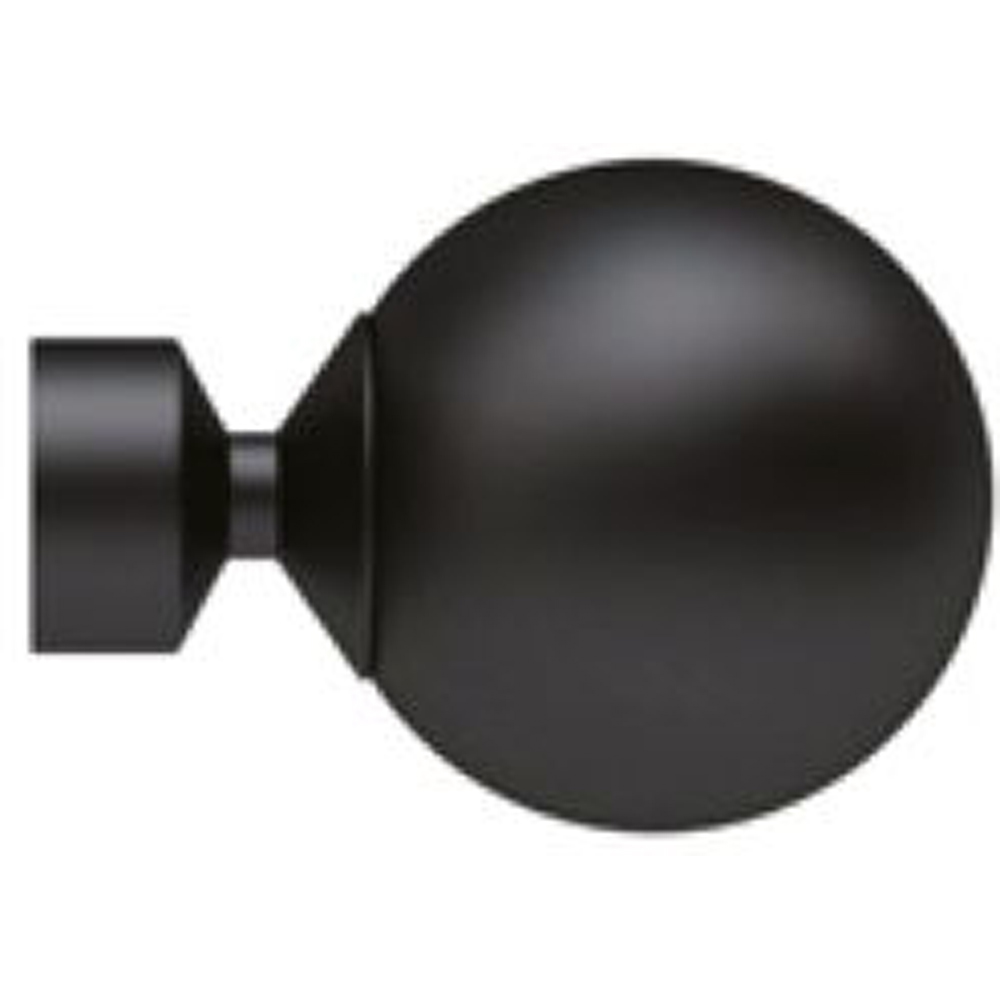 New Edge Blinds 80cm Fixed Length Black Metal Eyelet Curtain Pole Set with Met Ball Finial Image 2