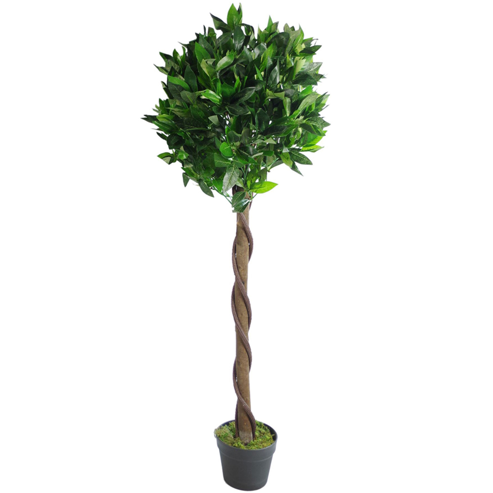 Leaf Bay Laurel Ball Artificial Tree with Twisted Natural Trunk 120cm Image 1