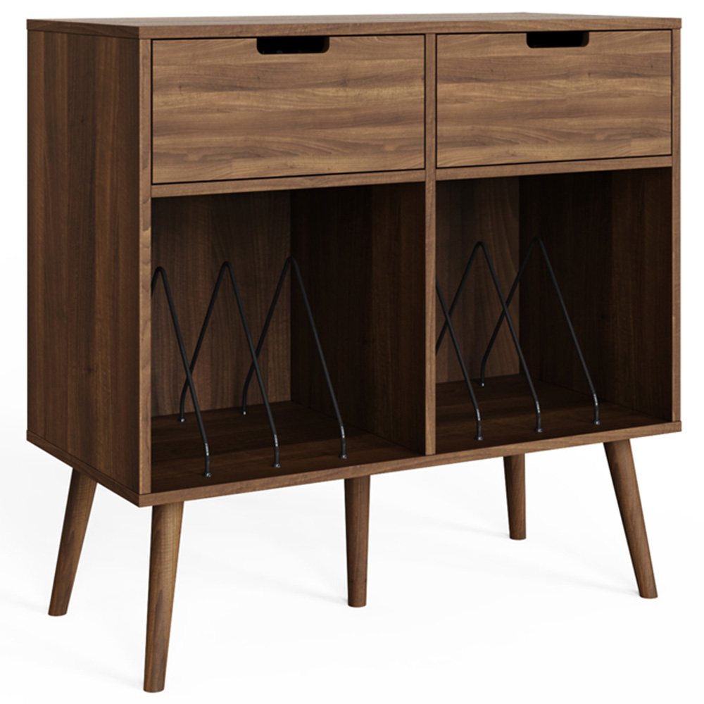 GFW Jaxon 2 Drawer 2 Shelf Walnut Turntable Stand Image 2