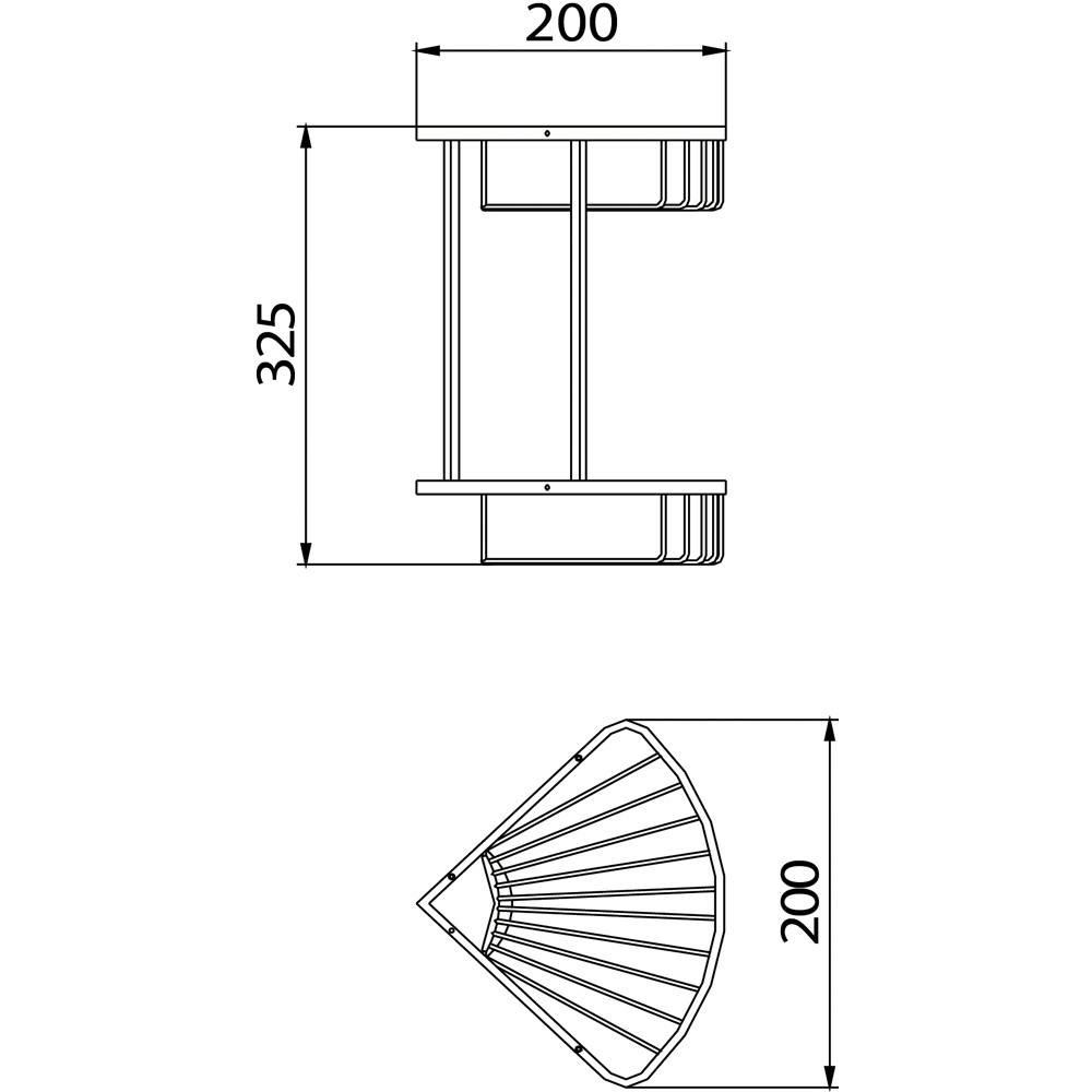 Bristan Solid Brass Chrome Wall Mounted 2-Tier Corner Wire Basket 325 x 200mm Image 2