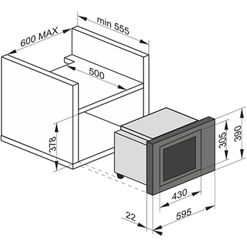 Kaiser Art Deco Anthracite Black Glass Built In Microwave Oven 900W Image 9