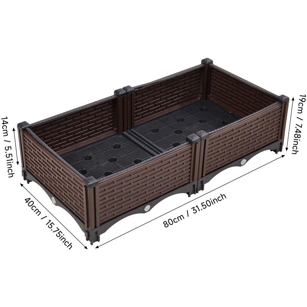 Living and Home Plastic Raised Garden Bed Planter Box 80 x 40 x 19cm Image 8