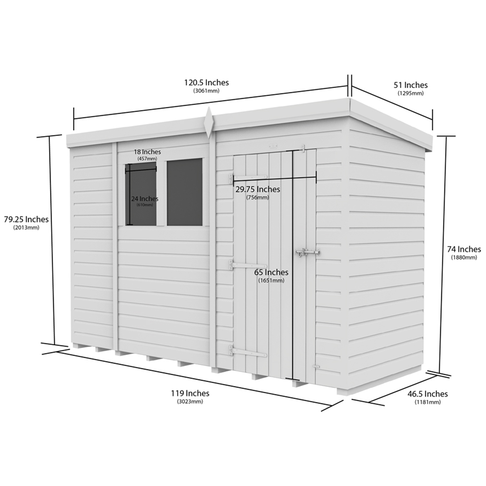 DIY Sheds 10 x 4ft Tongue and Groove Timber Pent Security Shed Image 8