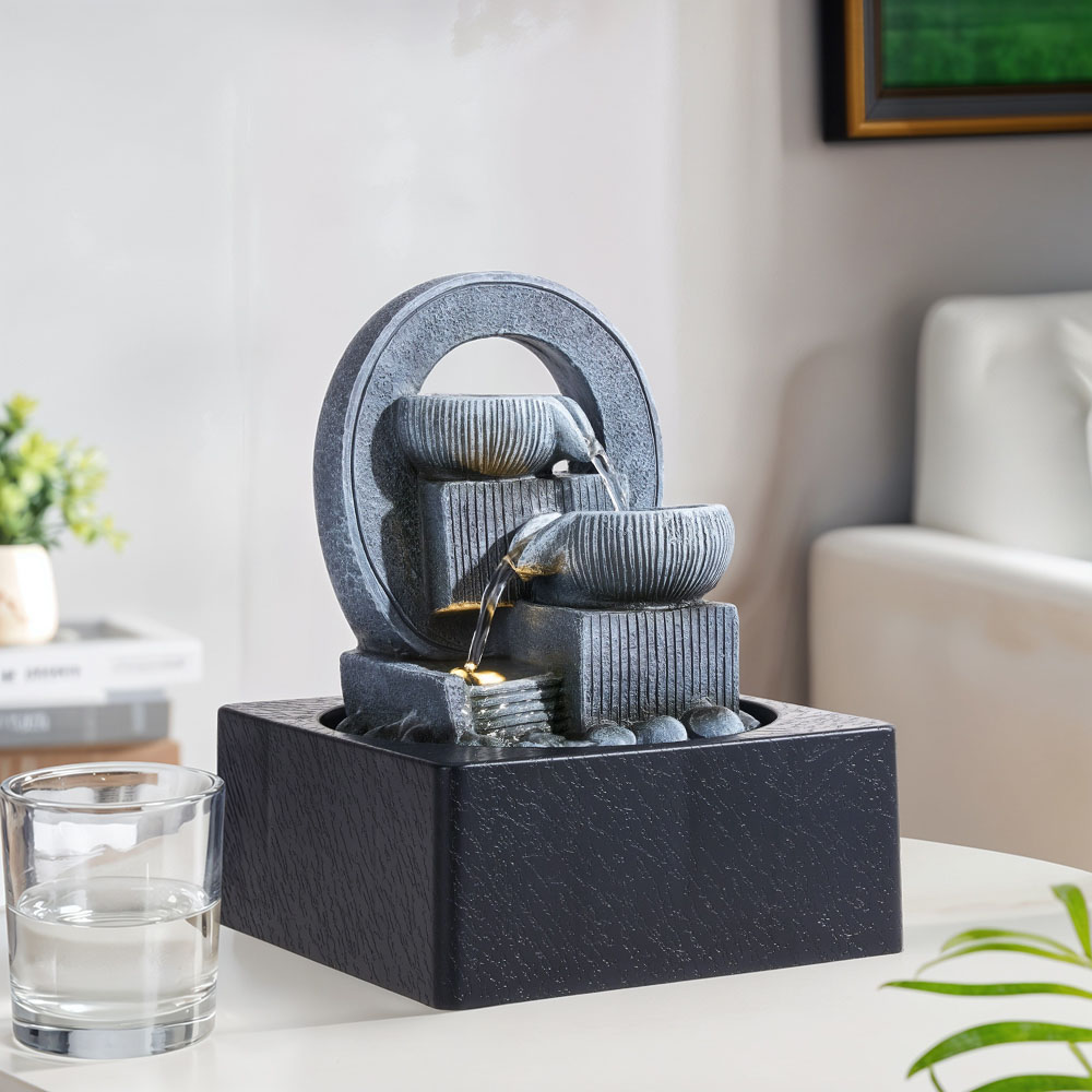 Living and Home LED Light Tabletop Waterfall Fountain Image 2