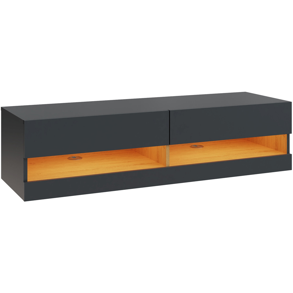 GFW Leon 2 Shelf Anthracite and Oak Wall TV Unit with LED Image 3