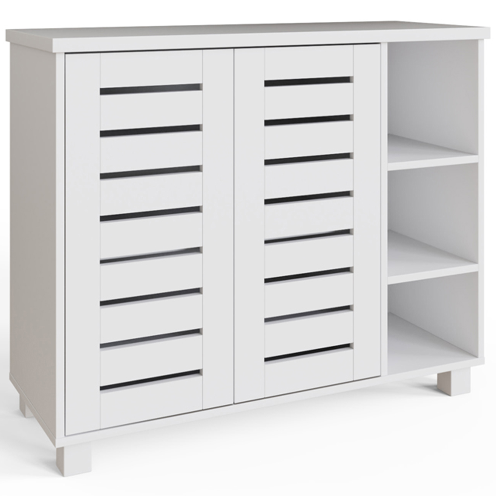 GFW Bodie 2 Door 4 Shelf White Shoe Cabinet Image 2
