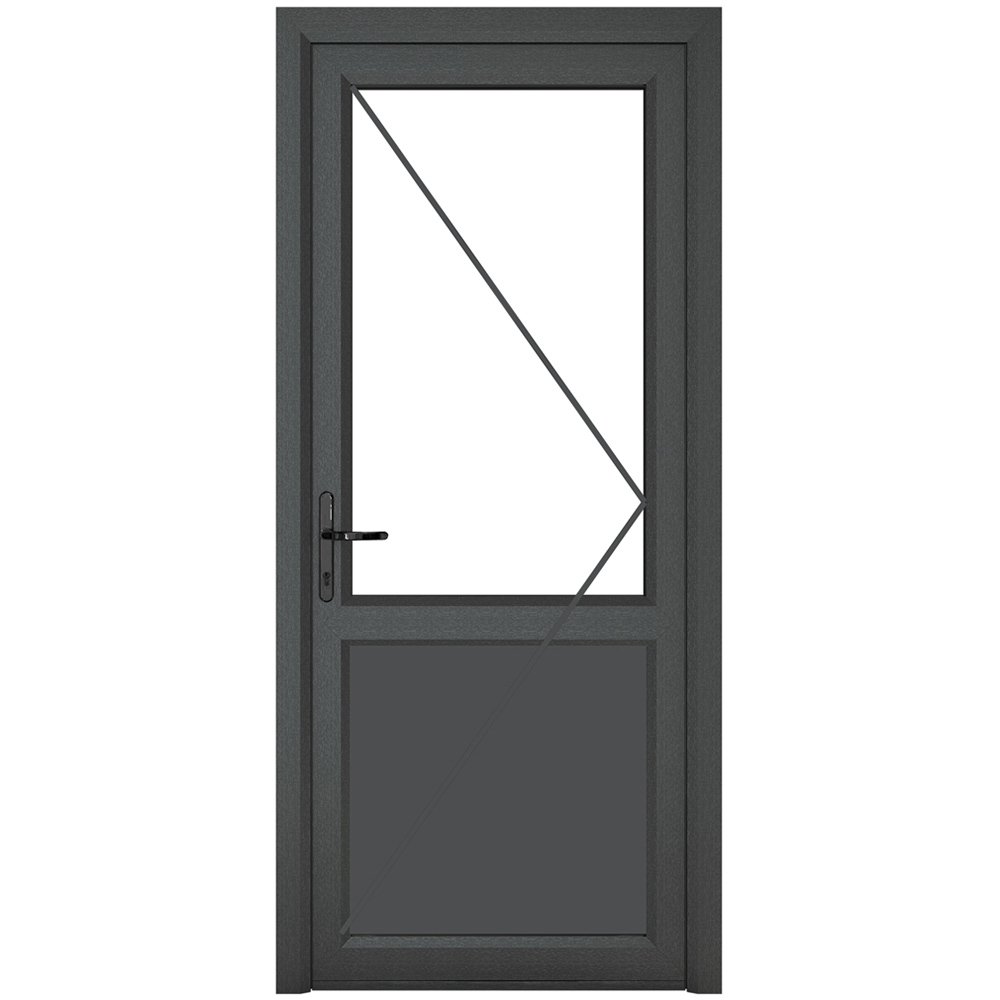 Crystal uPVC Triple Glazed Door Half Glass Half panel Right hand Grey White Clear Glass 890x2090mm Image 2