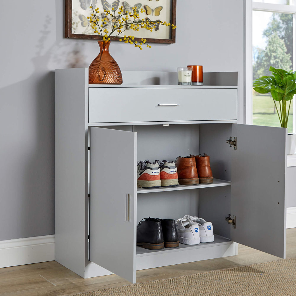 Home Source Novora 2 Door Grey Shoe Cabinet Image 6