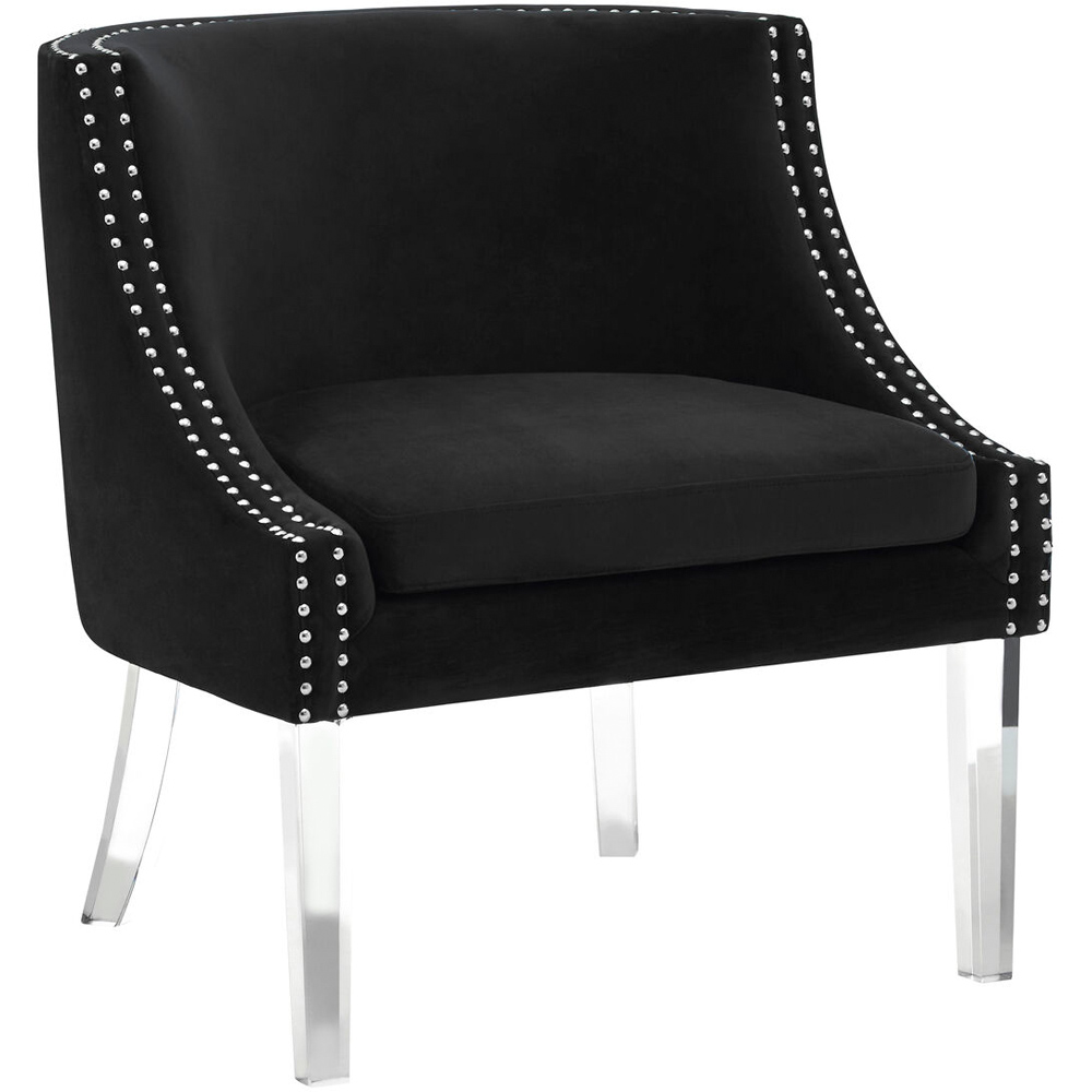 Premier Housewares Clarence Black Velvet Chair with Acrylic Legs Image 2