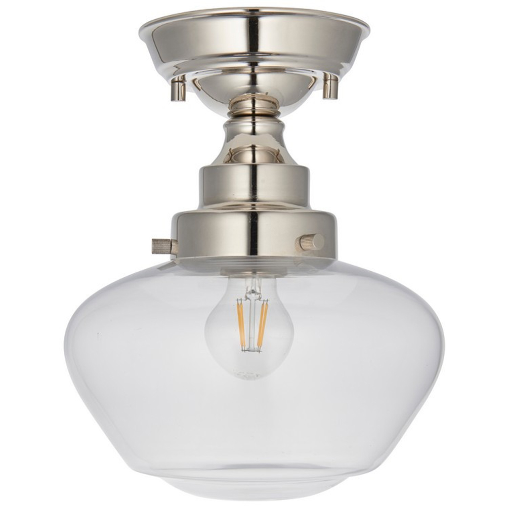 Merano Finale Bright Nickel Plate Clear Glass Semi Flush Ceiling Light Image 1