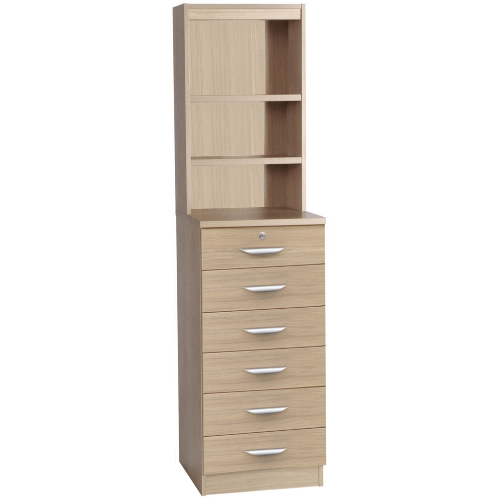 R White Cabinets 6 Drawer 3 Shelf Brown Chest of Drawers with Hutch Image 2