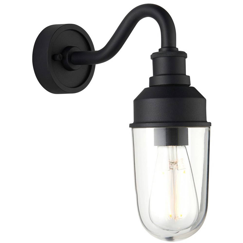 Merano Monza Matt Black Clear Glass Outdoor Wall Lantern Image 3