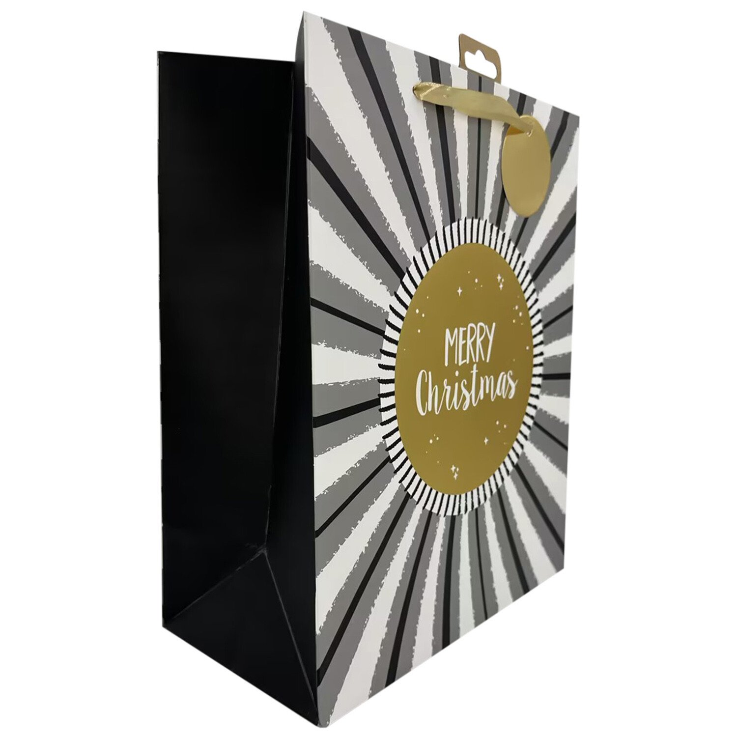 Merry Christmas Paper Gift Bag - Black / Large Image 3