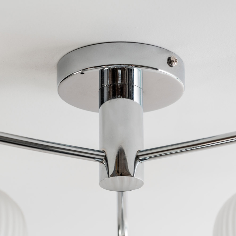 ValueLights Amaia Chrome 3 Way Frosted Ribbed Glass LED Ceiling Light Image 4