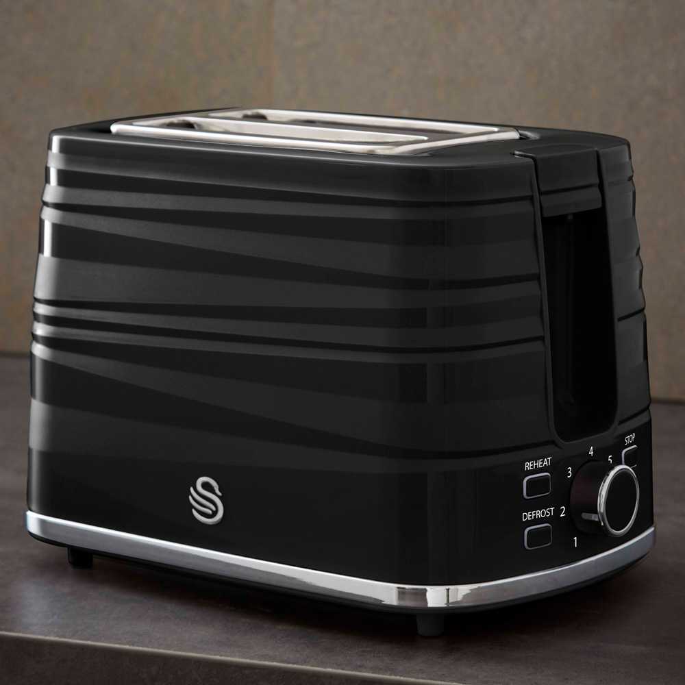 Swan Symphony EEJB217 Black 2 Slice Toaster with 1.7L Kettle and 700W Microwave Set Image 2