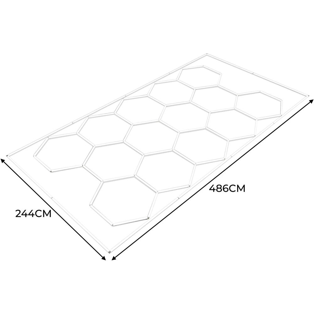 MonsterShop 225 Grey Vented Garage Floor Tiles with Edges and 2 x 14 Hexagon LED Light Image 6