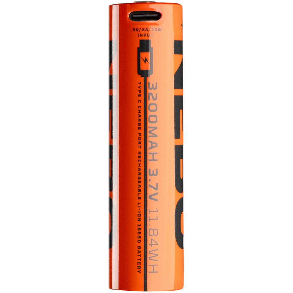 Nebo 18650 3.7V 3200mAh Lithium-Ion Rechargeable Battery with USB-C Charge Port Image 3
