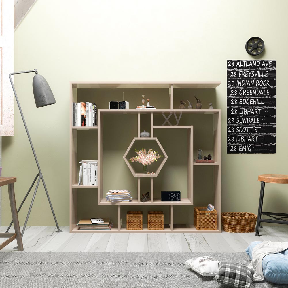 Decorotika Labrina 12 Shelf Cordoba Hexagonal Geometric Bookcase Image 3
