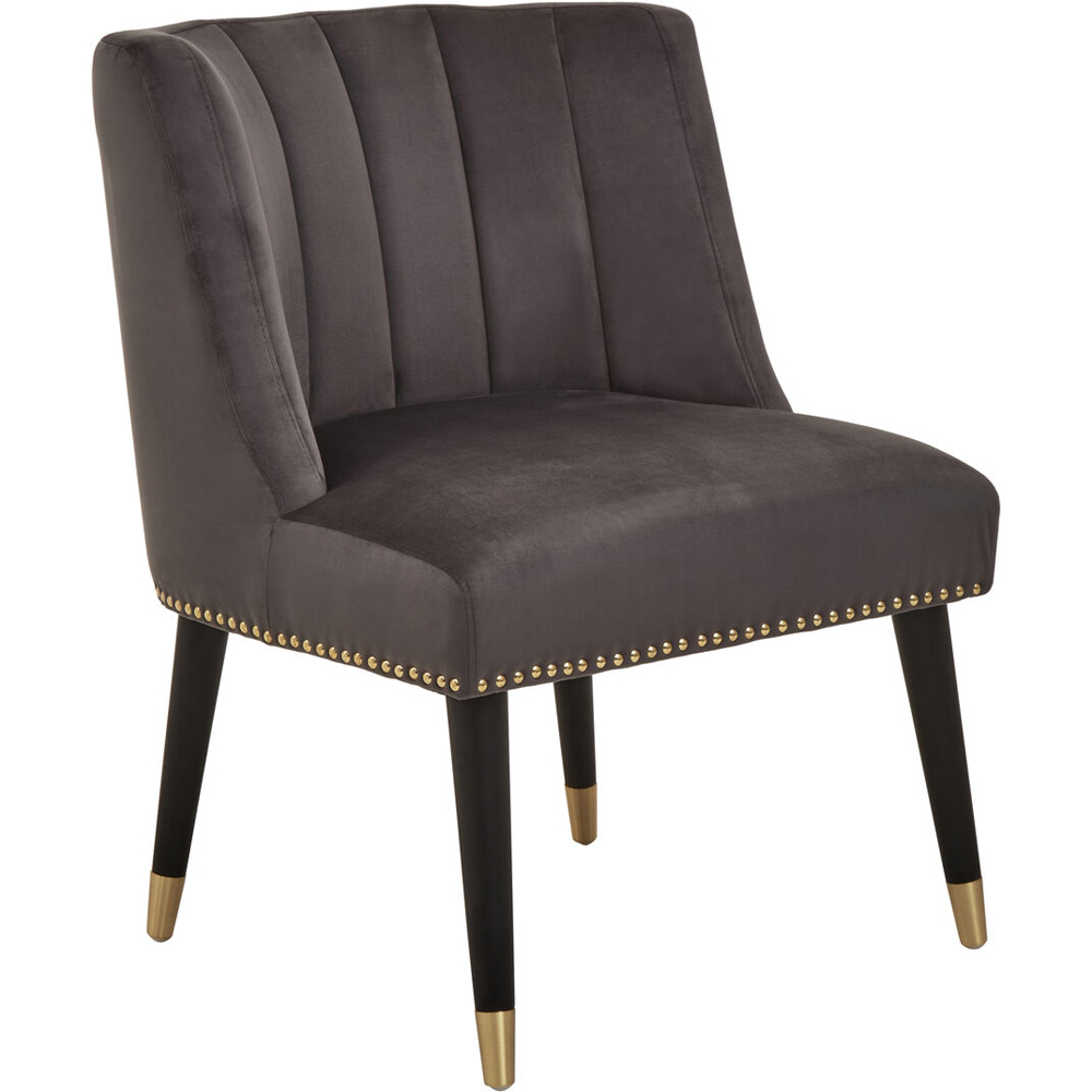 Premier Housewares Doucet Grey Velvet Dining Chair with Black Legs Image 2