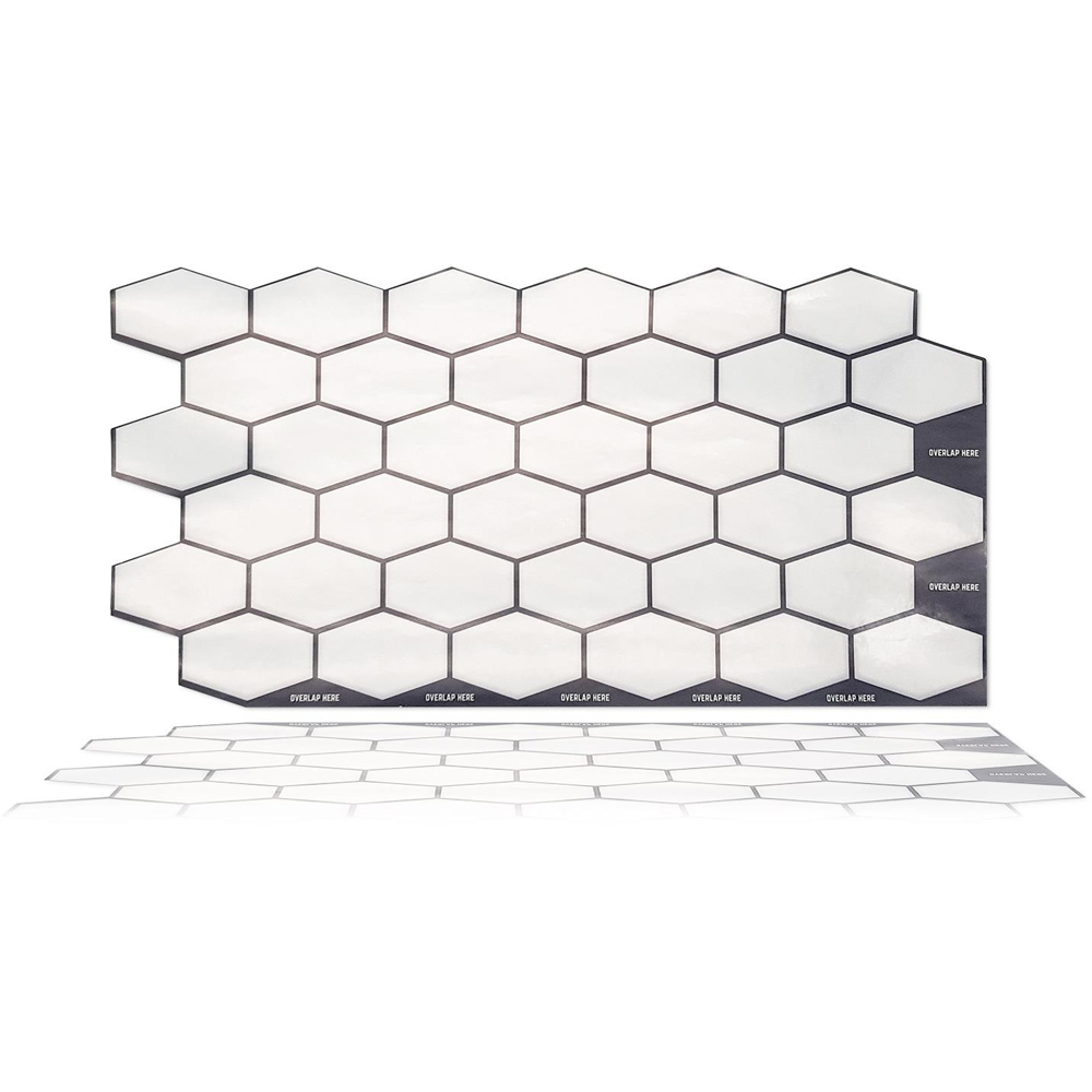 Wallplus Shimmering White Honeycomb Wall Tile Sticker 28.5 x 14 cm 12 Pack Image 2