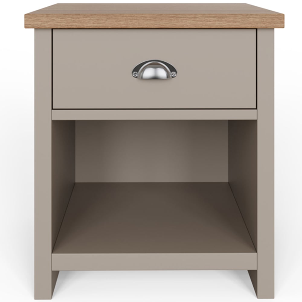GFW Lancaster Single Drawer Single Shelf Grey Lamp Table Image 2