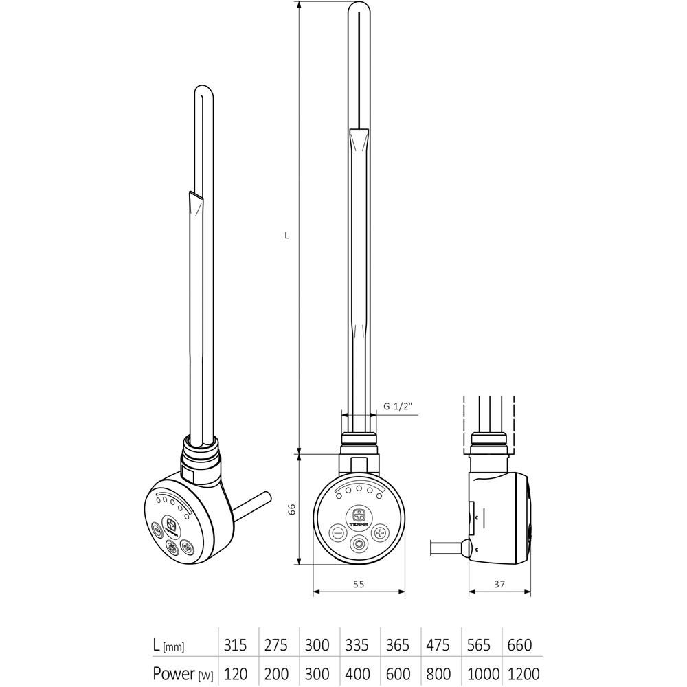 Terma MEG Chrome Heating Element 800W Image 8