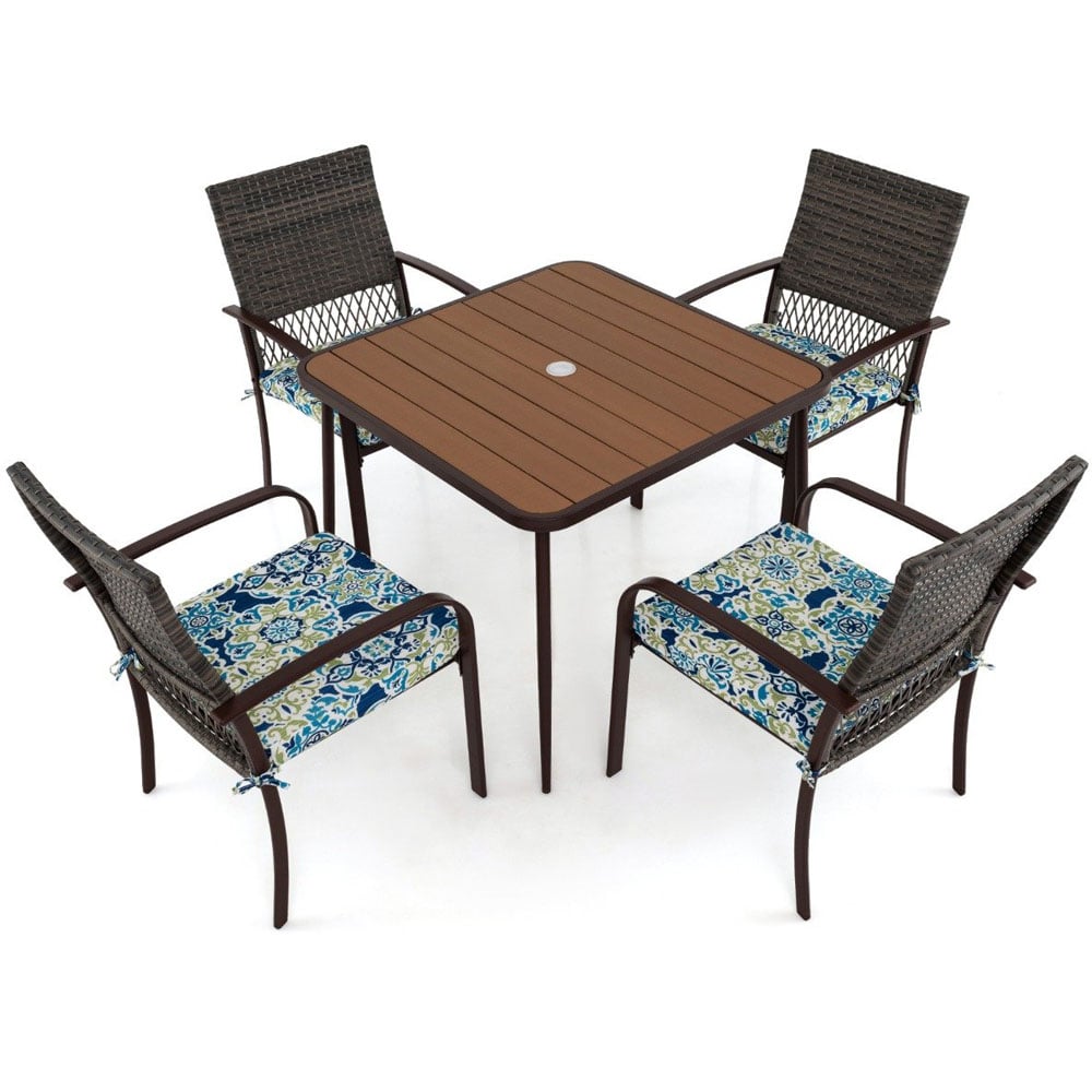 Costway 4 Seater Brown Patio Dining Table Set Image 2